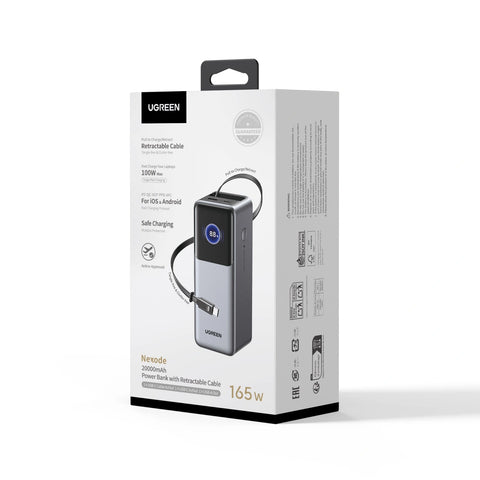 UGREEN Nexode 165W 20000mAh Power Bank with Retractable USB-C Cable