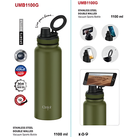 Emjoi MagSafe Stainless Steel Sport Bottle - 1100 ML - Green