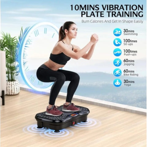 Black Bull Crazy Fit and Vibration Massage Plate, Carbon Fibre Vibration Plate, Vibration Plate for 150-Speed Adjustable with 120 kg Capacity