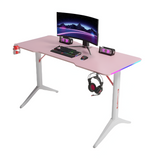 Gamax D2208P RGB Carbon Fiber Gaming Table 120x60x74cm with Mousepad - Pink & White