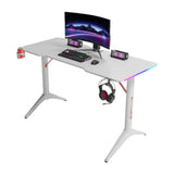 Gamax D2208W RGB Carbon Fiber Gaming Table 120x60x74cm with Mousepad - White