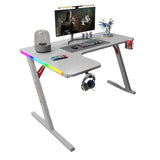 Gamax P201-LW RGB Carbon Fiber Gaming Table 140x100x74cm with Mousepad (L-Shape Left) - White
