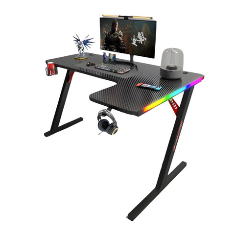 Gamax P201-RB RGB Carbon Fiber Gaming Table 140x100x74cm with Mousepad (L-Shape Right) - Black