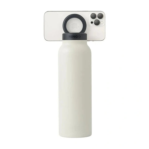 RINGO Water Bottle, 32 Oz/1 L, MagSafe Screw Lid MagSafe Booster Ring, Ivory