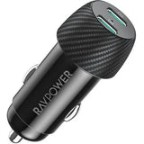 شاحن سيارة سريع RAVPOWER 50 واط بمنفذين USB-C - VC032