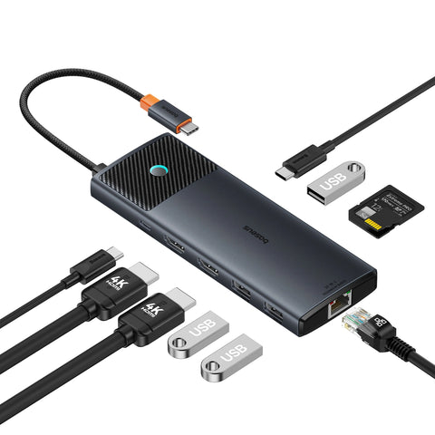 Baseus Metal Gleam II 10-in-1 USB HUB Dual Display - Black
