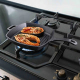 Westinghouse 28 cm Pre-Seasoned Cast Iron Square Grill Pan – Black