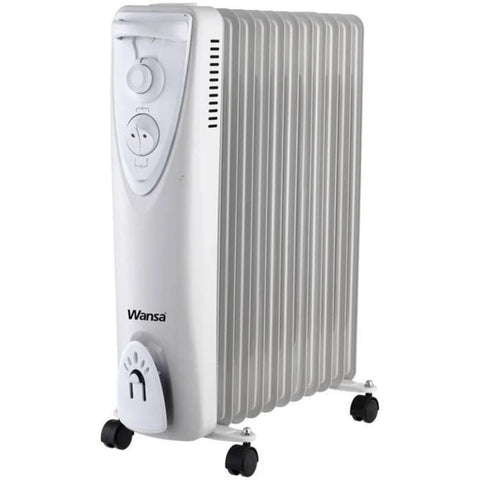 Wansa 11 Fins Oil Heater, 2500w - White