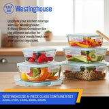 Westinghouse, 5-Piece Glass Food Storage Container Set - 320 to 1050ml