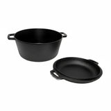 Westinghouse 5-Quart Pre-Seasoned Cast Iron Dutch Oven with 10.25-Inch Skillet Lid – Black