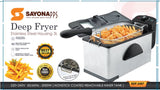 SAYONA 3L Stainless Steel Deep Fryer with Adjustable Thermostat & Removable Nonstick Tank - 2000W