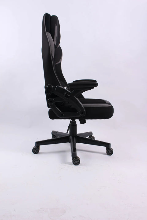 Black Bull Gaming Chair With Headrest Up & Down Slide Adjustable and Moveable Armrest, Fabric