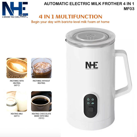NHE Automatic Electric Milk Frother 4 in 1 - White
