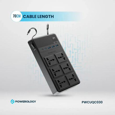 Buy Powerology 2500W 6 AC Power Strip With Built-In Retractable Cables Online in Be3ah Kuwait