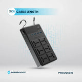 Buy Powerology 2500W 6 AC Power Strip With Built-In Retractable Cables Online in Be3ah Kuwait