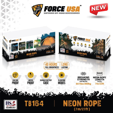 BSON Force USA Neon Rope Light - 7m, 8 Modes, Waterproof & UV-Proof