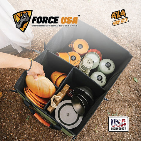 FORCE USA Carry Bag Organizer Storage, multiple compartments and pockets to neatly store tools, accessories, and personal items.