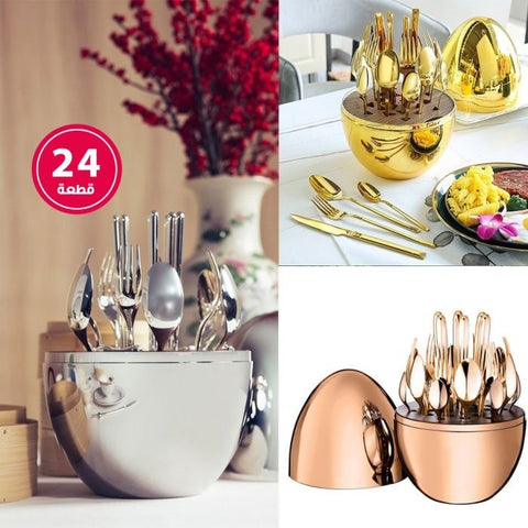 Luxury 24 pcs set with Shaped Egg in color box Gold & silver