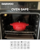 Daewoo 28 cm Shallow Granite Casserole with Lid - Red