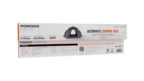 بورودو، خيمة تخييم أوتوماتيكية منبثقة سهلة لـ 4 أشخاص – بني فاتح