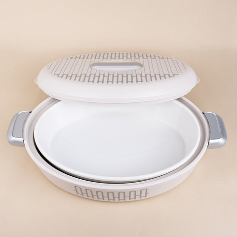 White Oval Server Arches Hot Pot - 2.8L - Silver Handles
