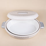White Oval Server Arches Hot Pot - 2.8L - Silver Handles