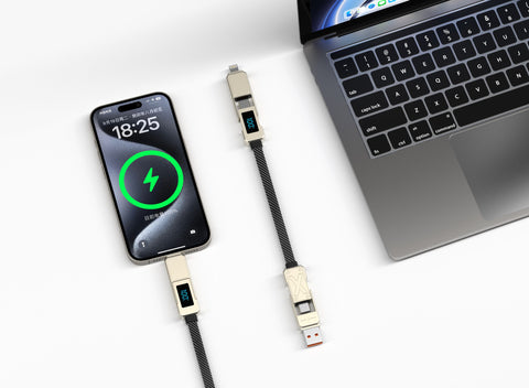 WiWU Titan 100W Fast Charging Cable 15cm – USB to Type-C & Type-C to Lightning Short Cable