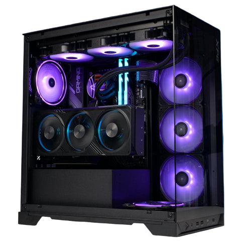 XPG Battlecruiser Super Mid-Tower PC Chassis Gaming PC Case 4 tempered-glass panels, 4 ARGB fans - Black