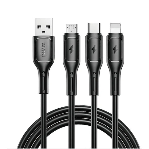 WiWU, Starlink 3-in-1 Charging Cable USB-A to Type-C, Micro & Lightning