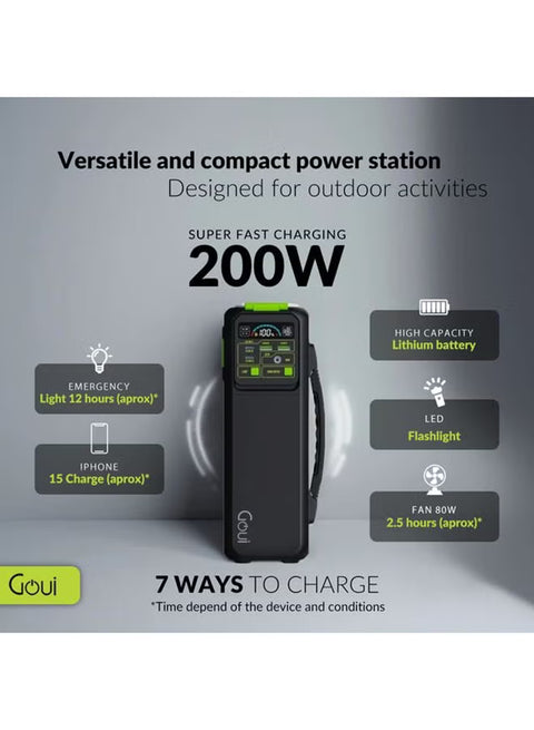 Goui, Beast Power Station 200W, with LED Flashlight – Black