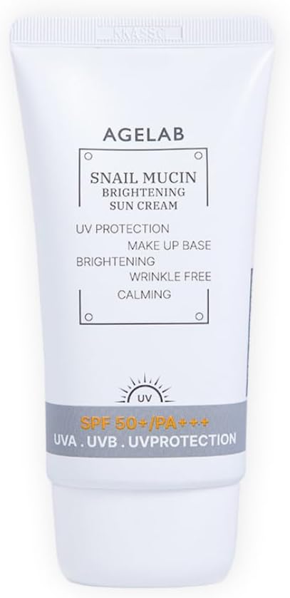 AgeLab Snail Mucin Brightening Sun Cream SPF 50+ PA+++ | Korean Skincare | Anti-Aging, Hydrating, & Whitening Sunscreen | Non-Greasy, No White Cast, All Skin Types Sensitive Skin Safe | 70ml