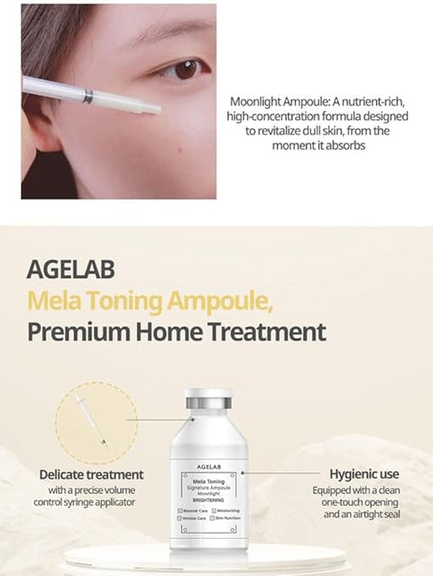 AgeLab Mela Toning Signature Ampoule | Vitamin C Moonlight Brightening Serum for Dark Spots, Hyperpigmentation & Uneven Skin Tone | Radiance & Skin Tone Booster | Korean Skincare | 30ml