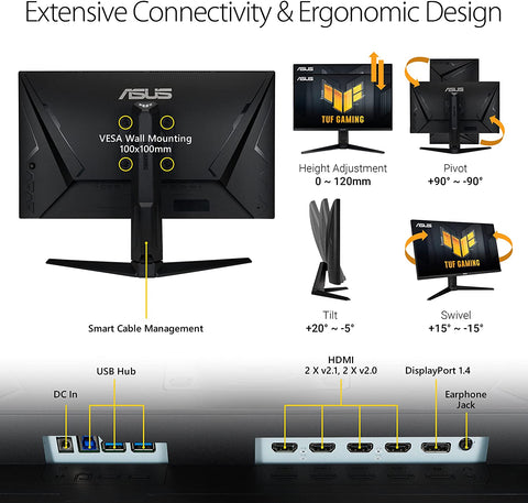 ASUS TUF 28inch,4K, HDMI 2.1, 144Hz, 1ms,Flat Gaming Monitor-VG28UQL1A