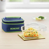 Borosil Klip-N-Store Borosilicate Glass Lunch Box with Carry Bag – 520 ml