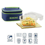 Borosil Klip-N-Store Borosilicate Glass Lunch Box with Carry Bag – 520 ml