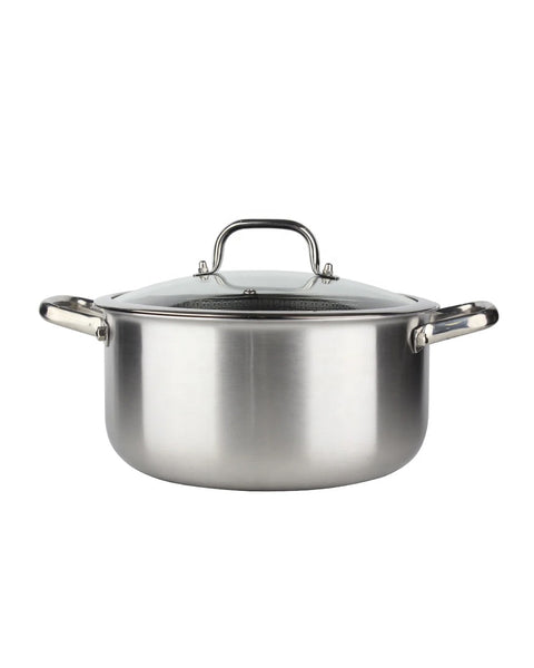 Osfe Home Cooking 316 High Quality 10-Piece Luxury Triply Stainless Steel Non Stick Cookware Set With Glass Lid (32-28-24-20 cm Pots and Pan 28 cm)