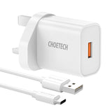 Choetech 18W USB-A Charge + AC Cable - Black