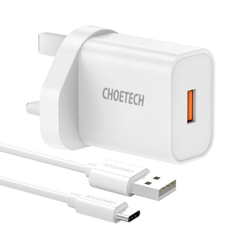 Choetech 18W USB-A Charge + AC Cable - Black