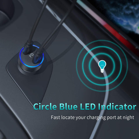 CHOETECH 40W 2-Port PD20W All Metal Fast Car Charger C0054-V2-SL