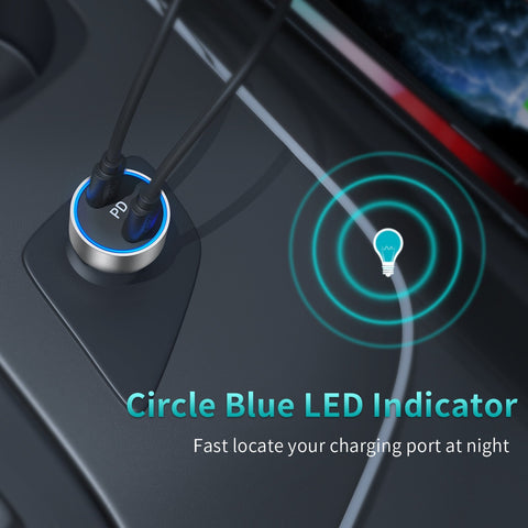 CHOETECH 40W 2-Port PD20W All Metal Fast Car Charger C0054-V2-SL