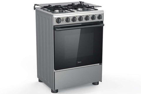 Midea Gas Cooker 60x60, 4 Burners, 2 Knobs, Silver