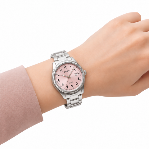 Casio Pink Arabic Numeral Custom Ladies Watch LTP-1302-4A4
