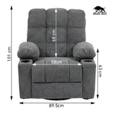 Black Bull Premium Sofa Swivel Rocker Recliner Size (H:101 W: 89.5 cm)- Fabric Dark Grey (Free Delivery and Installation)