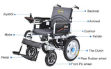 Foldable & Rechargeable Electric Wheelchair with Aluminium Wheels & Stainless Steel Frame