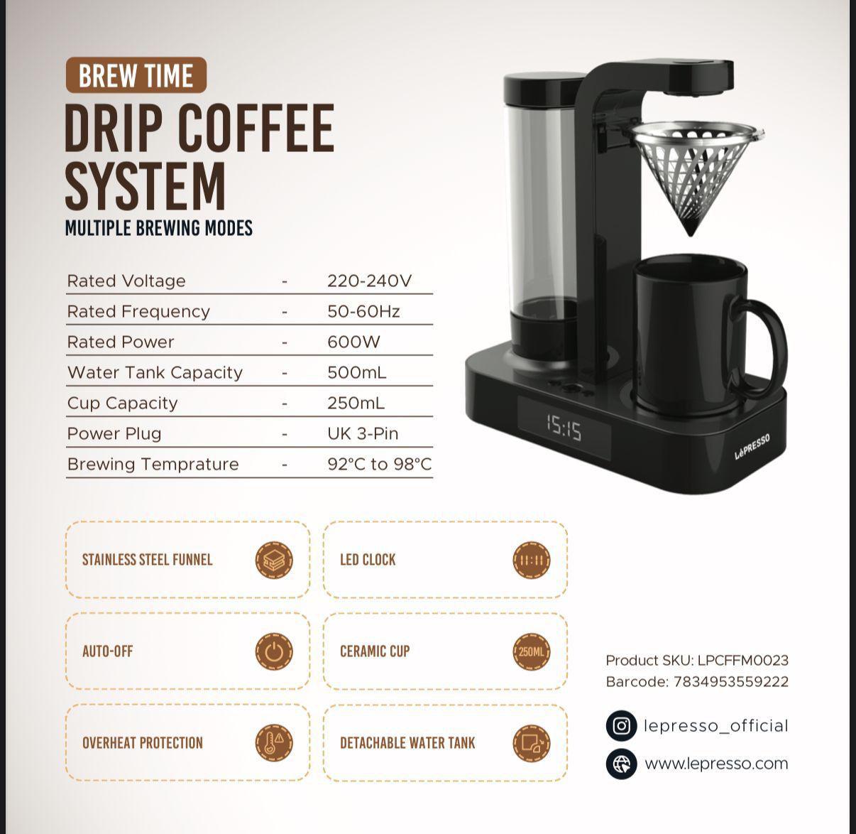 Lepresso LPCFFM0023, Drip Coffee System - Black Lepresso LPCFFM0023, Drip Coffee System - Black