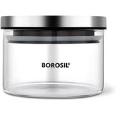 Borosil Classic Borosilicate Glass Storage Jar with Stainless Steel Lid, Microwave Oven & Freezer Safe Food Container