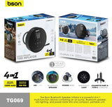Bson 4-in-1 Multi-Function Device Bluetooth Speaker Inflator, LED Lighting, Power Bank Function, Built-in Bluetooth Speaker, Compact & Portable Design, Black | TG069