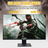 GAMEON 32inch UHD, 144Hz 1ms (3840x2160) 4K Flat IPS 90W, HDMI 2.1 Gaming Monitor With (USB Type-C) G-Sync & FreeSync (Support PS5) - Black