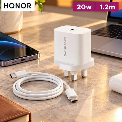 HONOR Select Power Adapter (20W GaN) PD With C-C Cable 1M - White