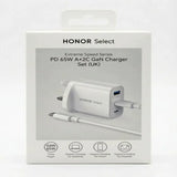 HONOR Select Power Adapter (65W, 3-Ports, GaN) PD With C-C Cable 2M - White